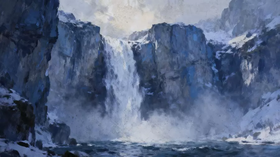 murales de pared Cascada pintada al estilo grunge w05177