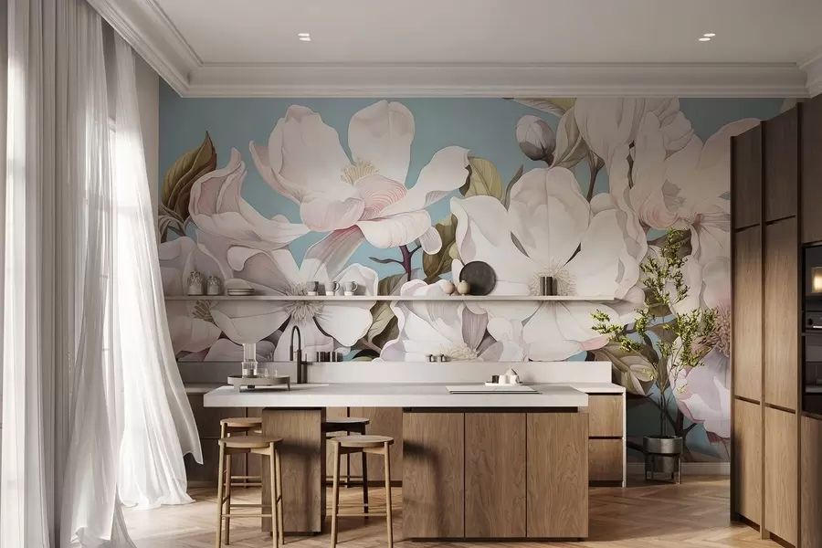 murales de pared Exuberantes flores en la rama de un árbol w05178