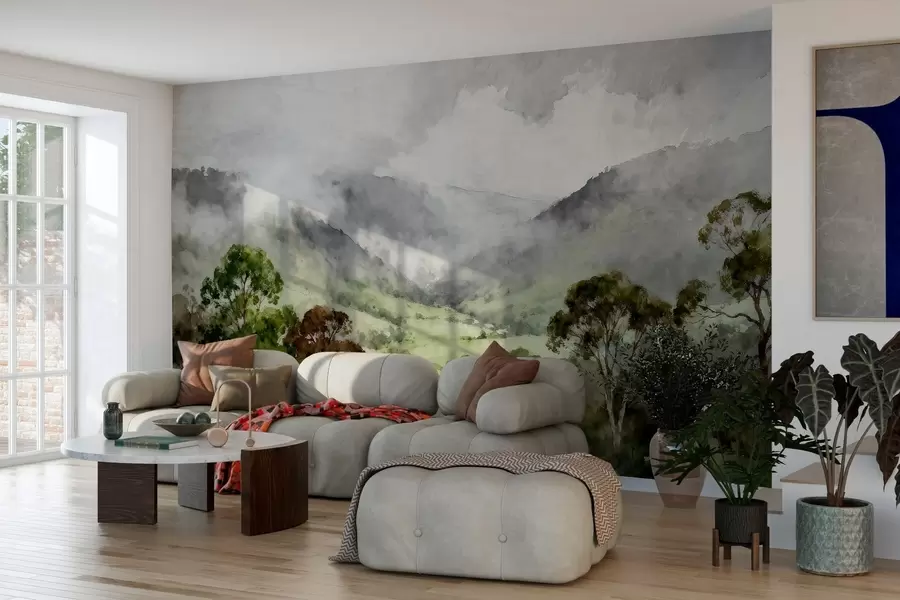 murales de pared Paisaje pintado en la niebla w05185