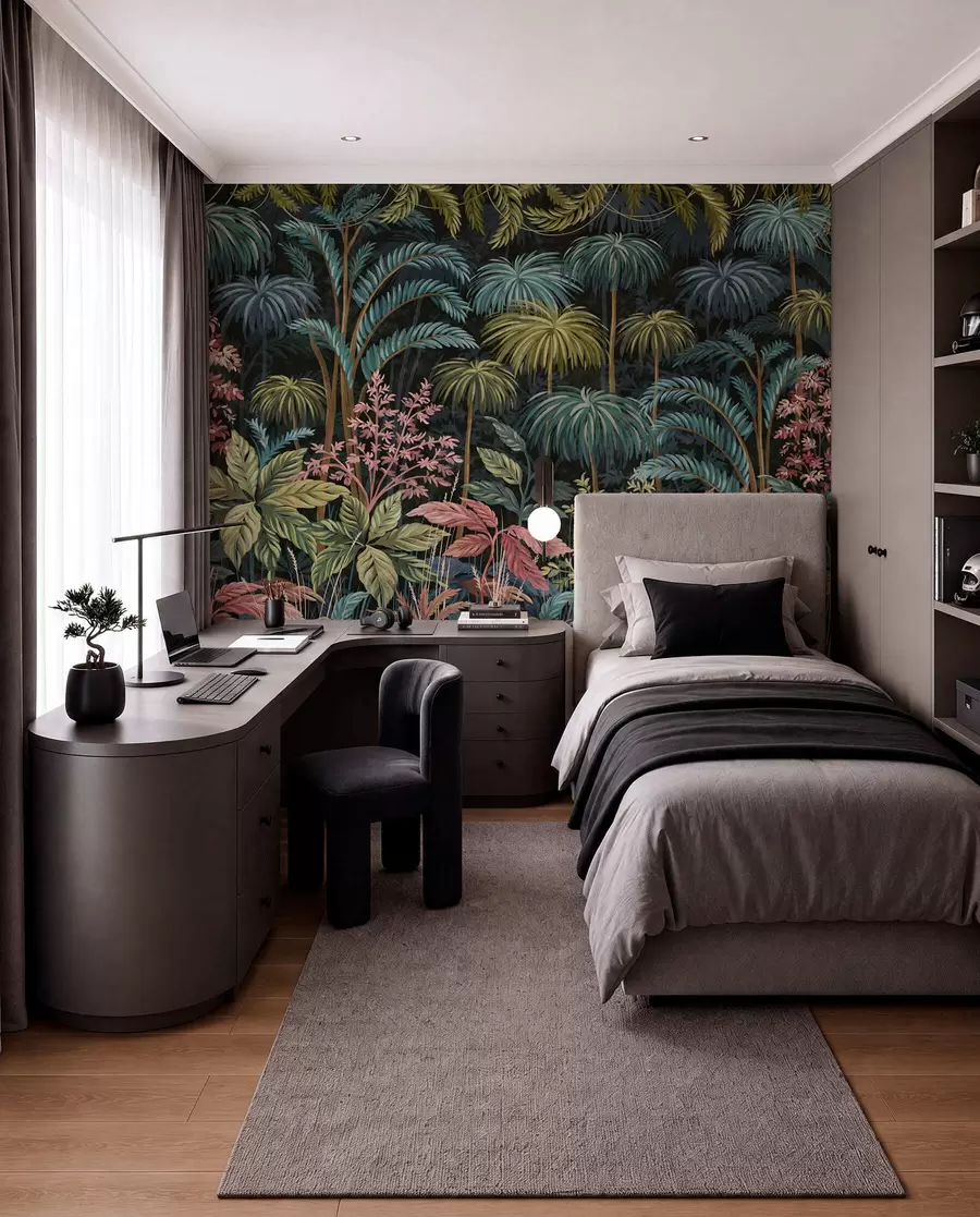 murales de pared Follaje tropical denso con hojas grandes. w05116