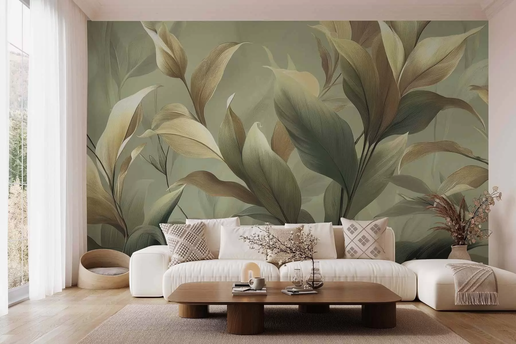 murales de pared Grandes hojas tropicales w09688