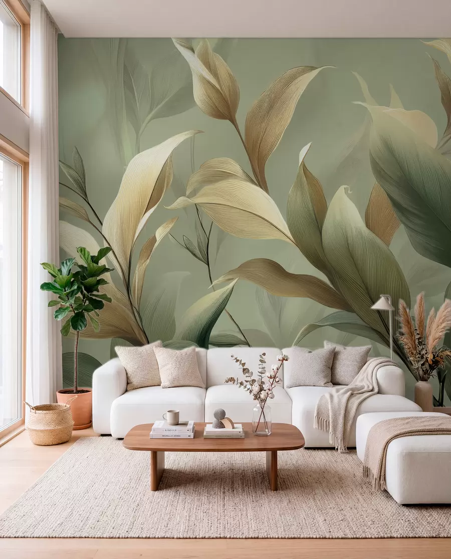 murales de pared Grandes hojas tropicales w09688
