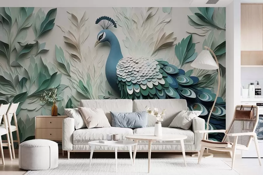murales de pared Pavo real grande w09695