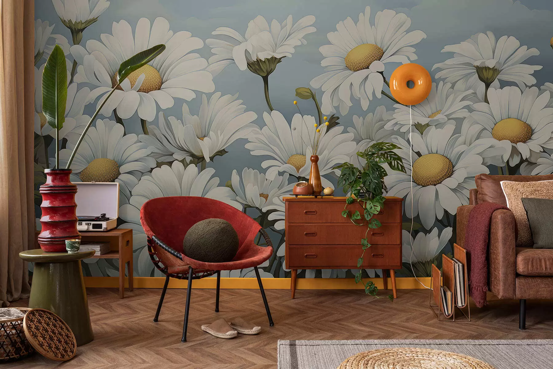 murales de pared Margaritas exuberantes w05247