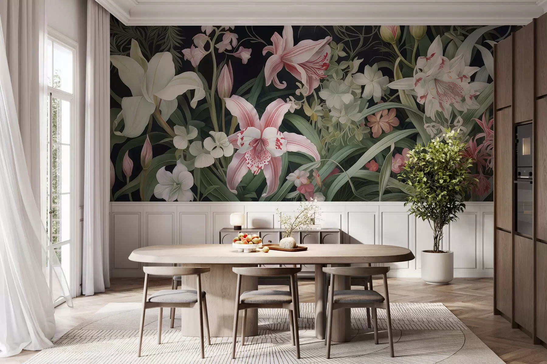 murales de pared Fantásticas flores sobre un fondo oscuro w05278