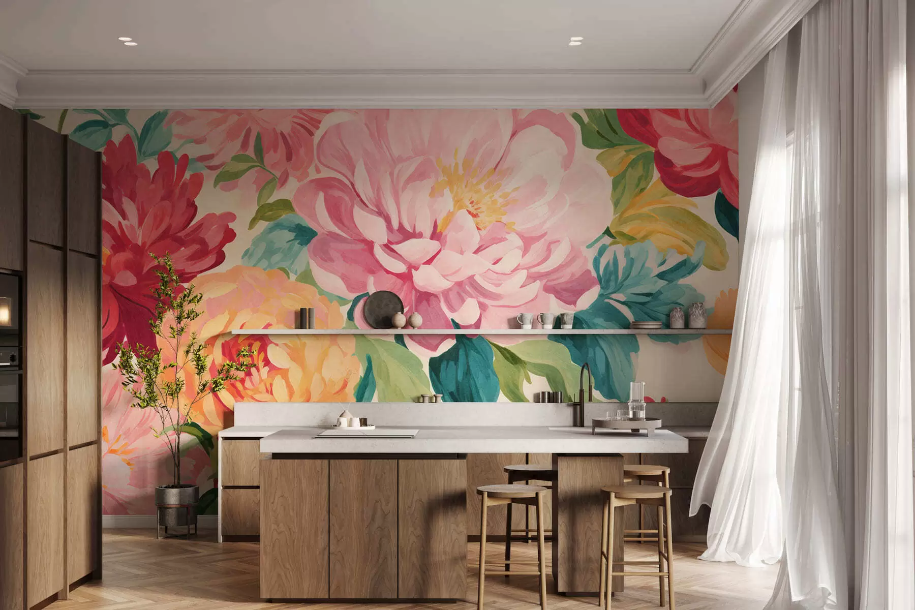 murales de pared Jardín de peonías w05313
