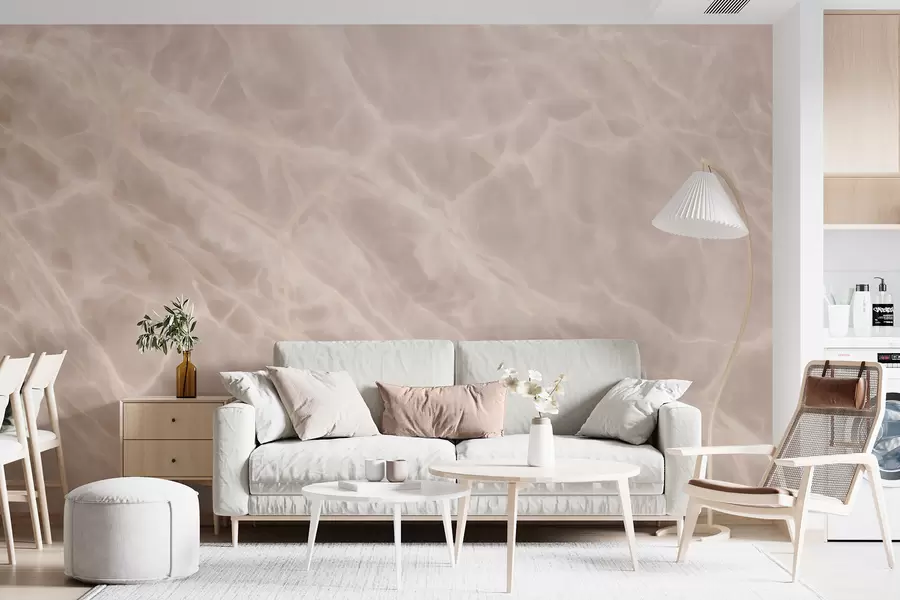 murales de pared Elegante obra de arte abstracta en una paleta de colores beige con imitación de mármol. w09684