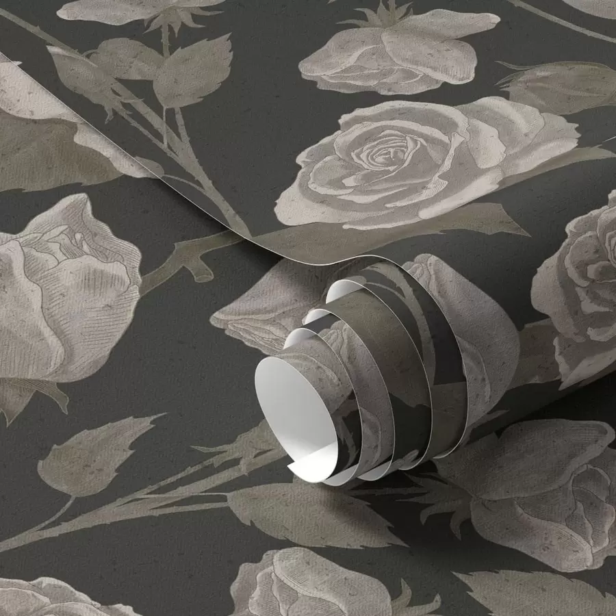 murales de pared Estampado floral con rosas sobre fondo oscuro a01123