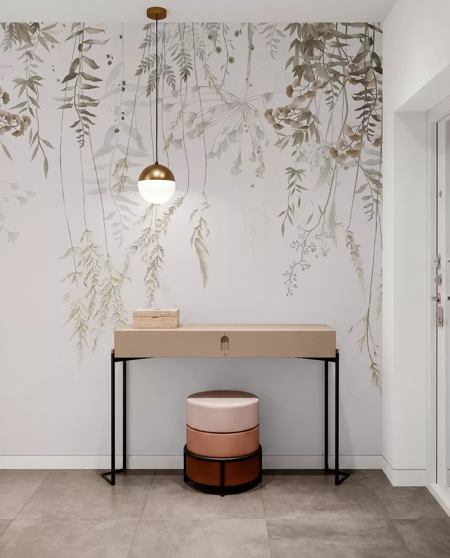 murales de pared Plantas silvestres colgantes sobre un fondo claro w05320