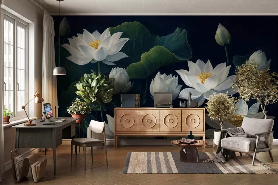 murales de pared Lotos nocturnos w05307