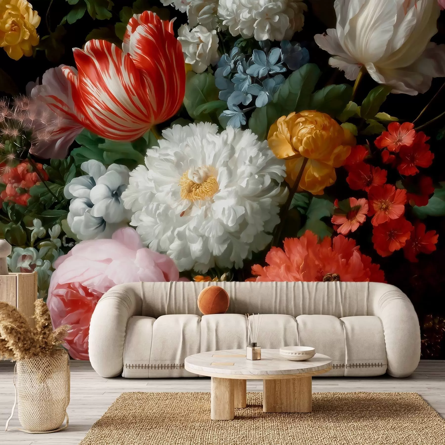 murales de pared Lujoso arreglo floral inspirado en un jardín primaveral w09676