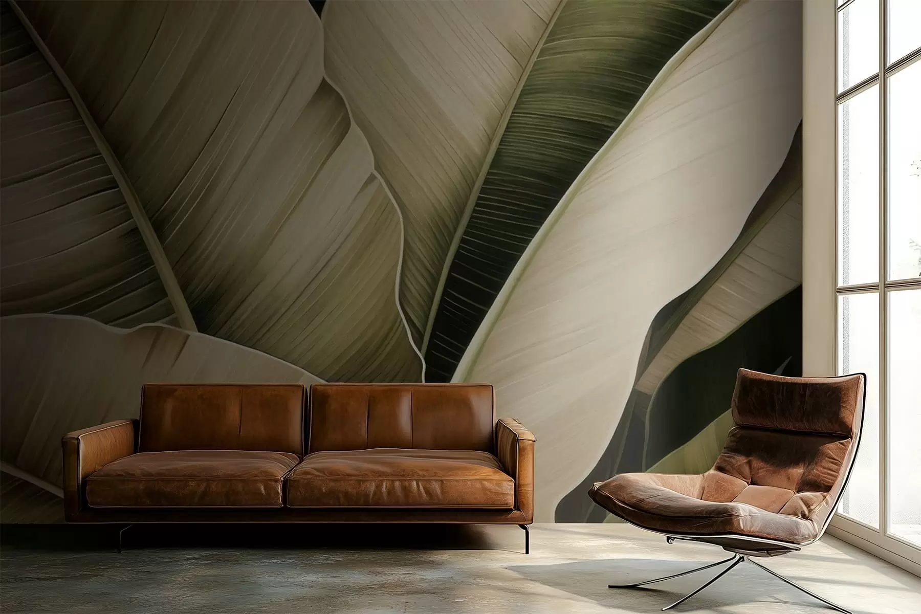 murales de pared Hojas de plátano, hojas largas w05403