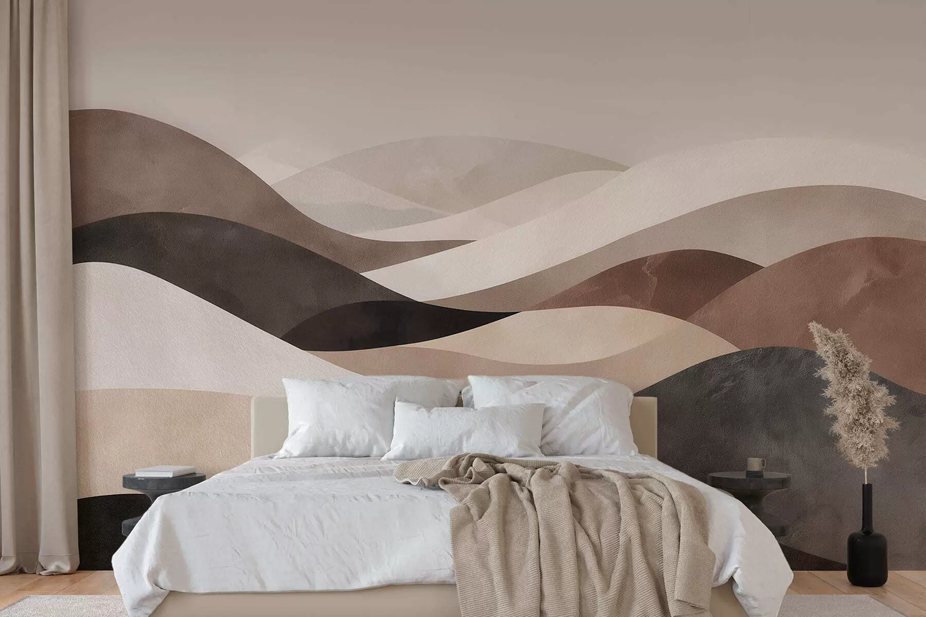 murales de pared Olas abstractas en tonos beige arena w09792