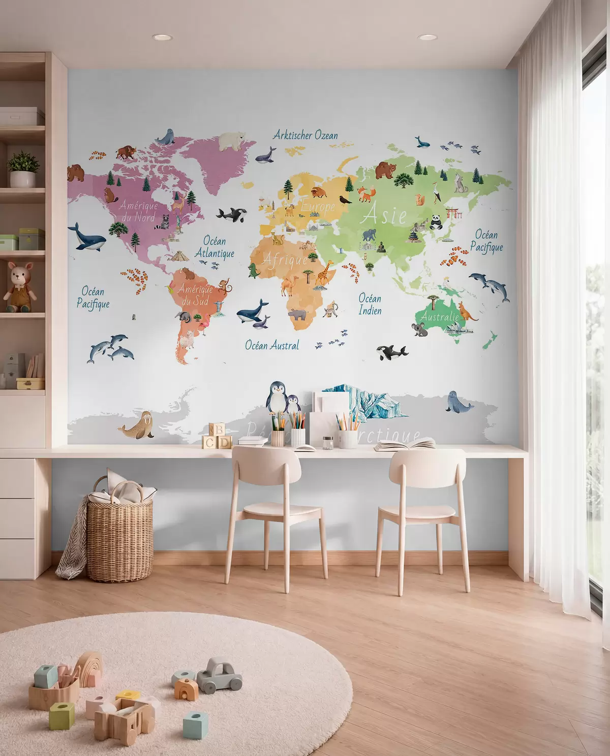 murales de pared Mapa de fauna en francés c00009fr