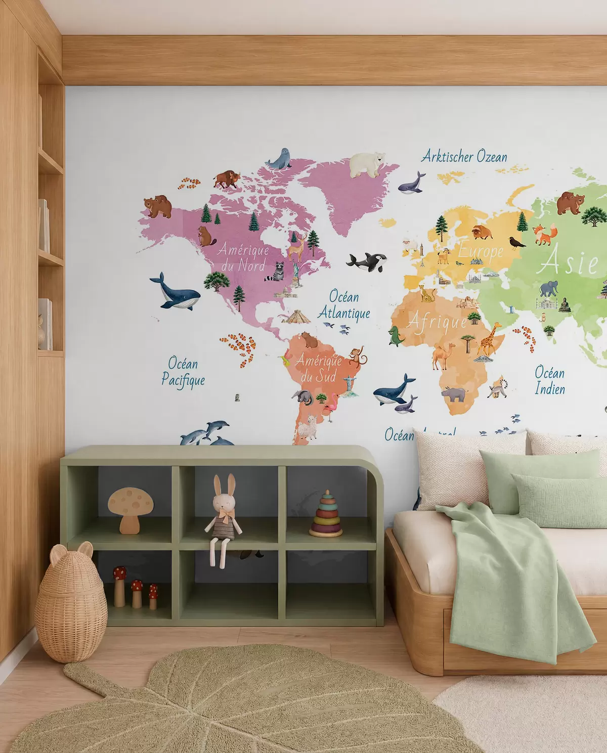 murales de pared Mapa de fauna en francés c00009fr