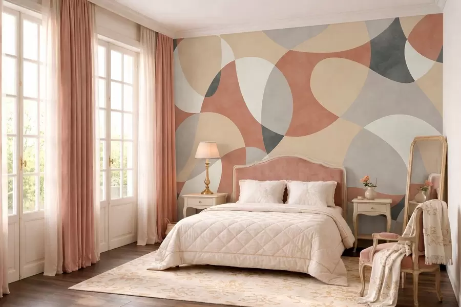 murales de pared Diseño abstracto con formas redondeadas en tonos cálidos w05149v1