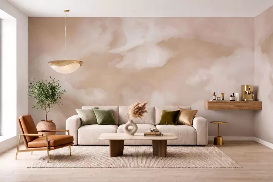 murales de pared Fondo difuminado y suave en tonos beige cálidos w05426