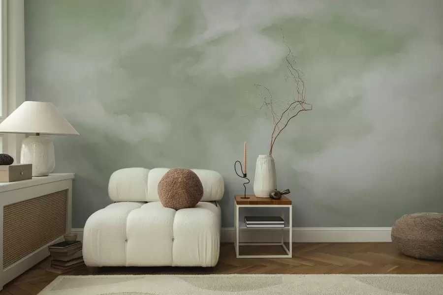 murales de pared Fondo difuminado en suaves tonos verdes w05426v2