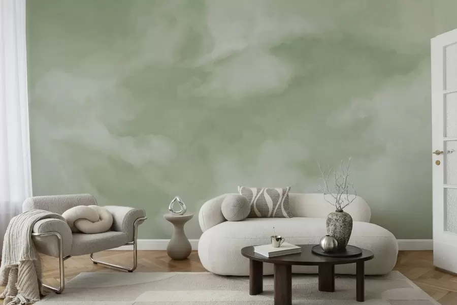 murales de pared Fondo difuminado en suaves tonos verdes w05426v2