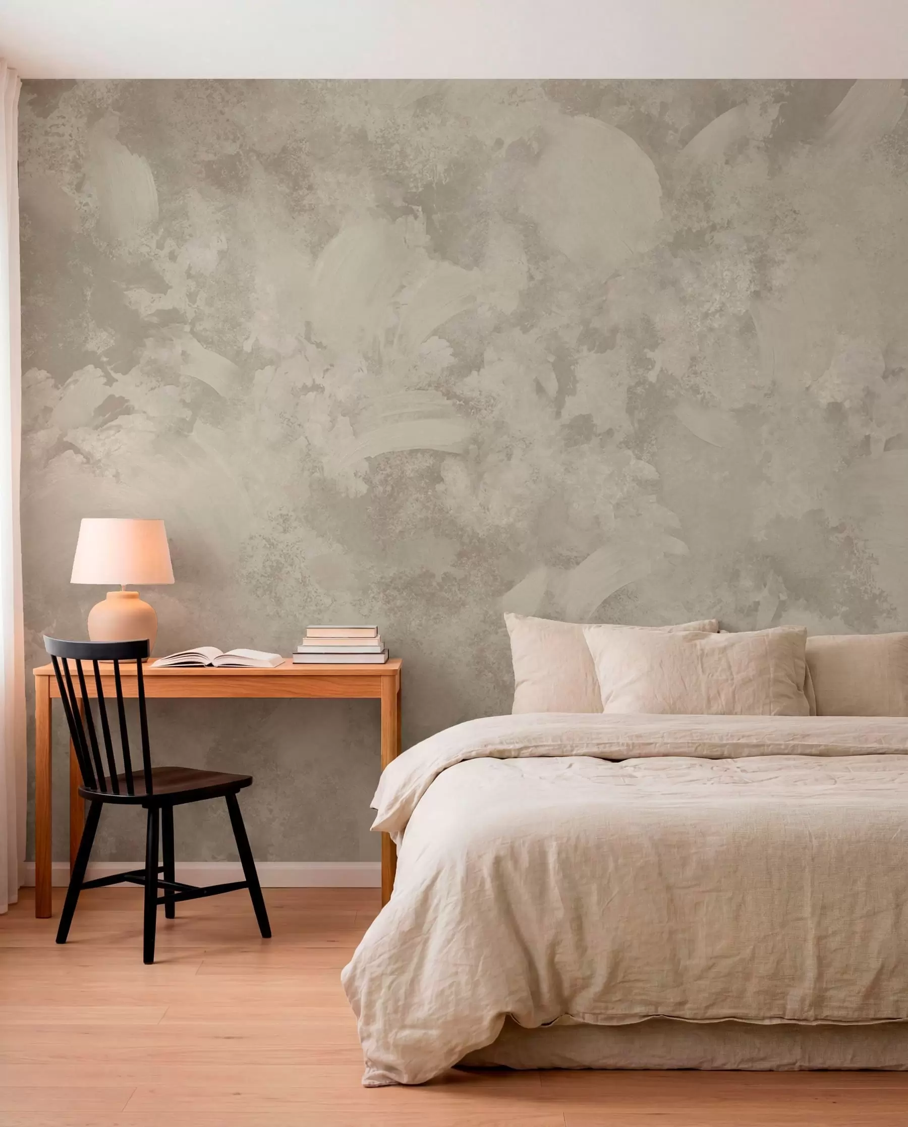murales de pared Textura abstracta de pincel minimalista en tonos beige w05160