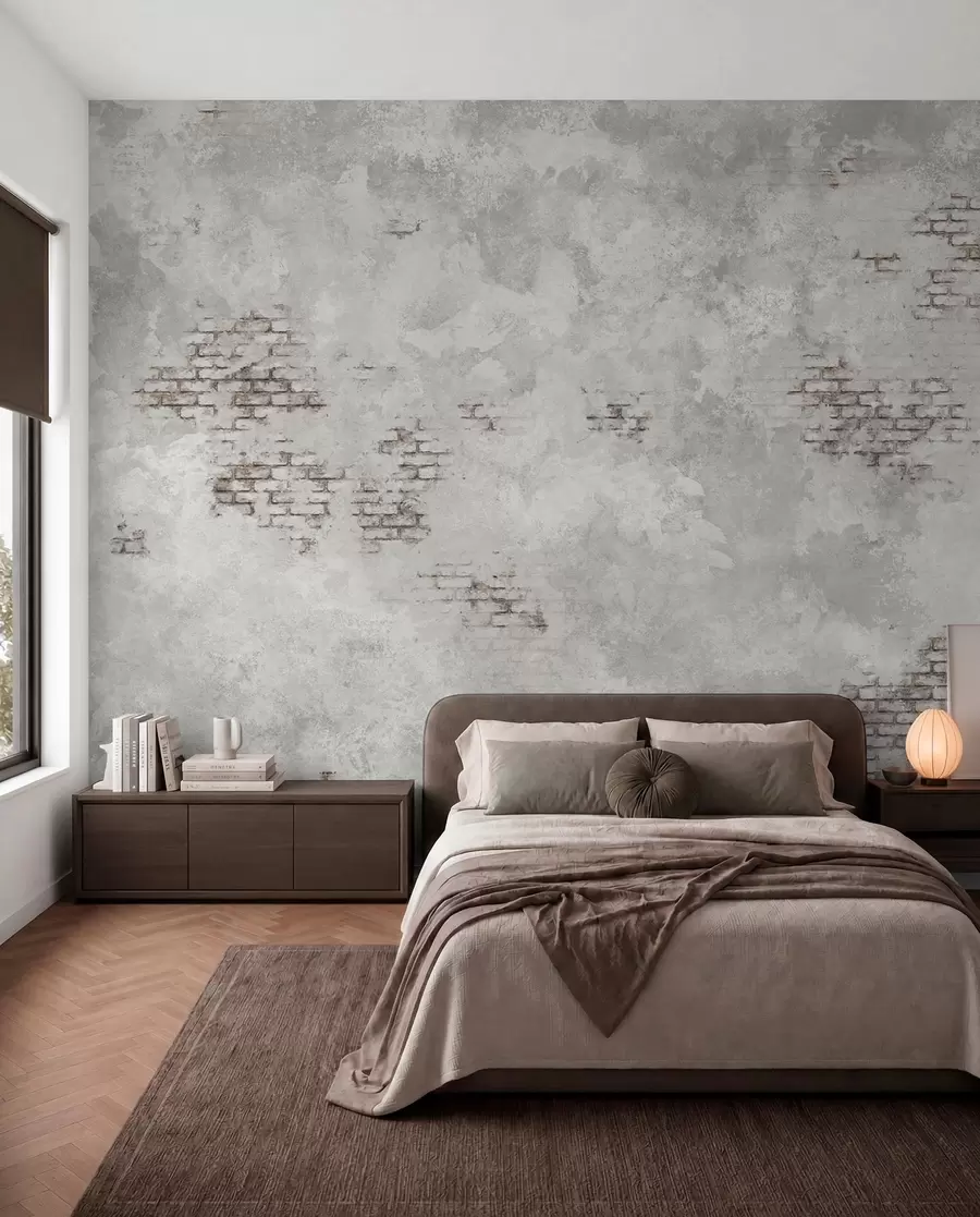 murales de pared Textura de yeso desgastado con fragmentos de ladrillo visto w05161
