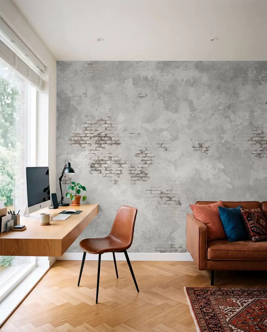 murales de pared Textura de yeso desgastado con fragmentos de ladrillo visto w05161