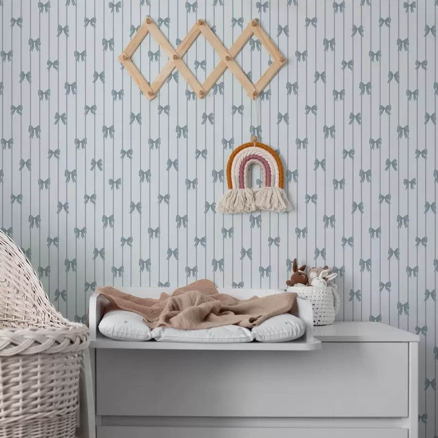 murales de pared Diseño de rayas claras con cintas y lazos a01076v3