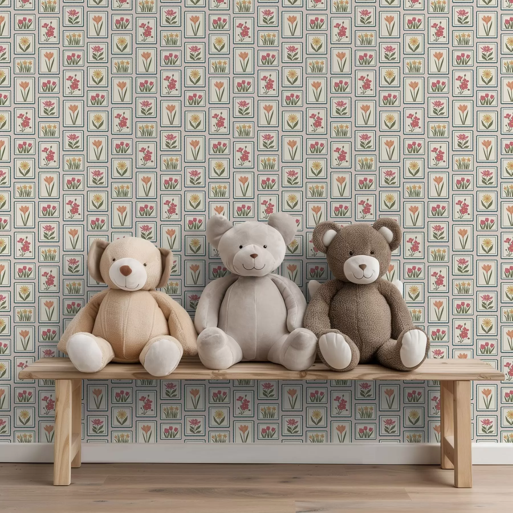 murales de pared Ilustraciones florales enmarcadas con bordes a01174