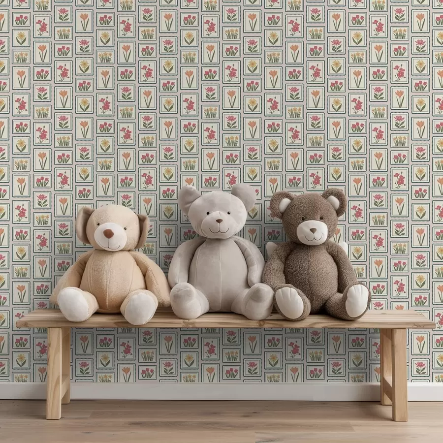 murales de pared Ilustraciones florales enmarcadas con bordes a01174