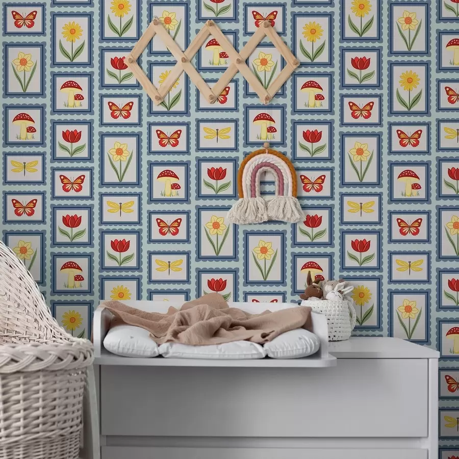 murales de pared Ilustraciones enmarcadas en tonos azules a01175v2