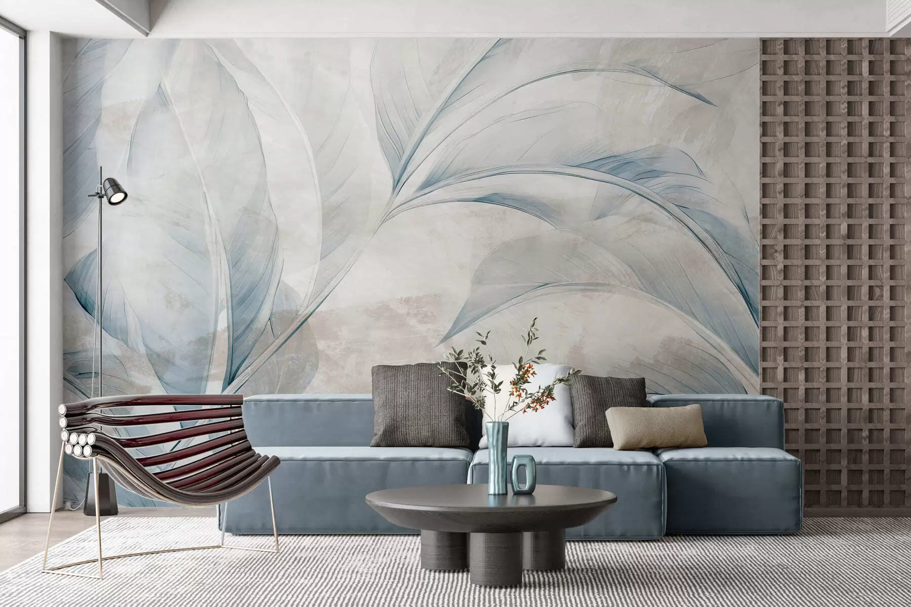 murales de pared Hojas en un muro de hormigón w05440