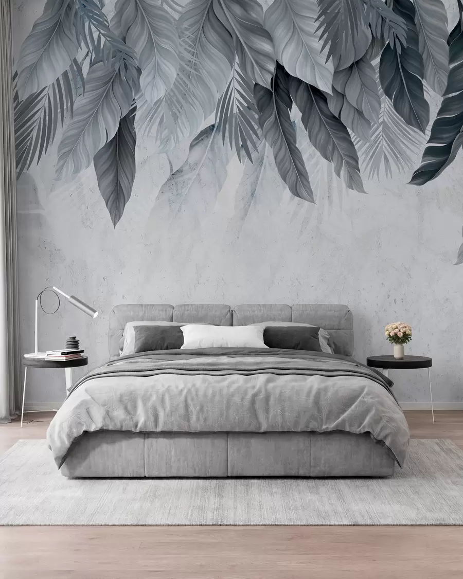 murales de pared Hojas tropicales colgantes sobre hormigón w05521v1