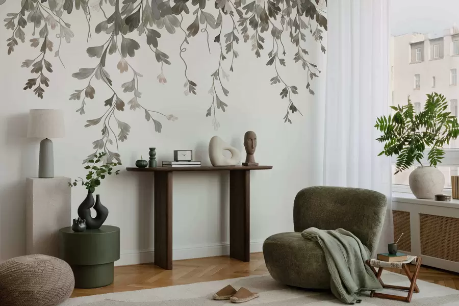 murales de pared Hojas delicadas que cuelgan w05526