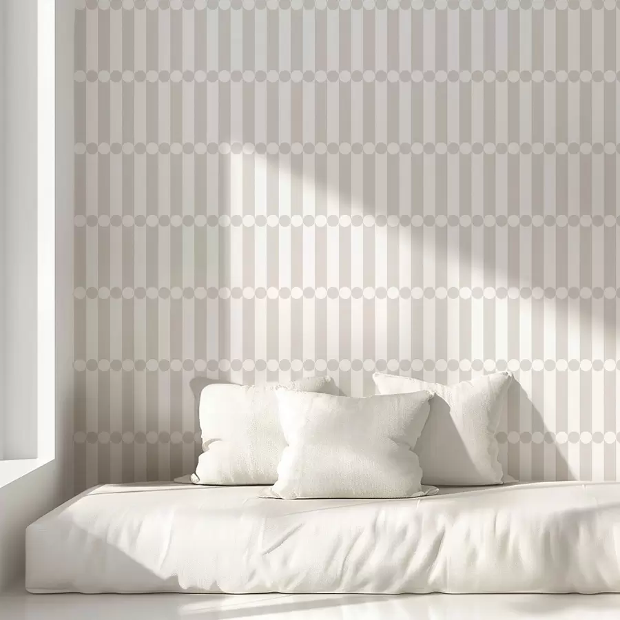 murales de pared Rayas claras y neutras con una fila de círculos a01186v2