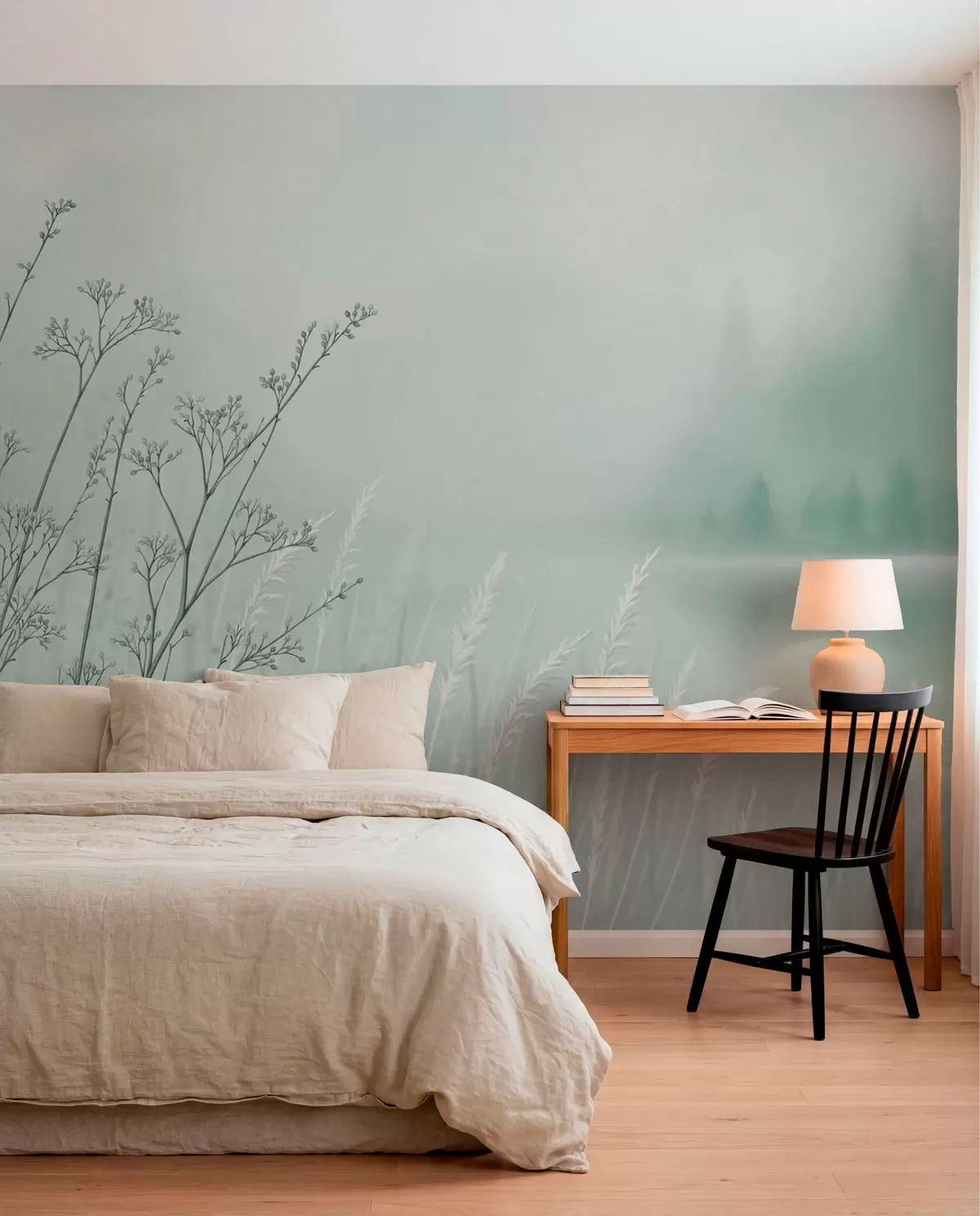 murales de pared Tallos de hierba delgados sobre un fondo natural difuminado w05534v1