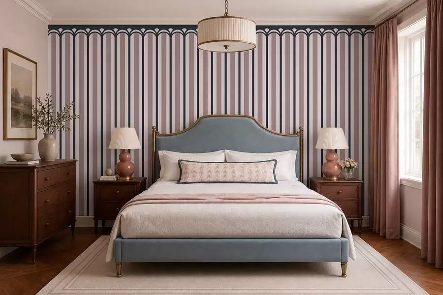 murales de pared Adorno vertical en tonos rosas y grises w05610v1