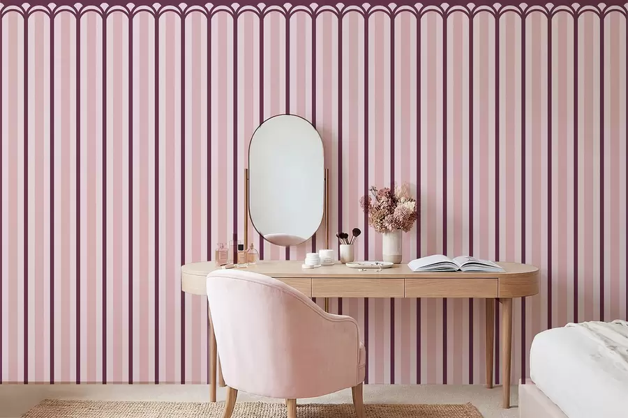 murales de pared Adorno vertical en tonos rosa y burdeos w05610v4