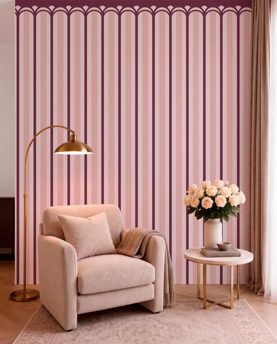 murales de pared Adorno vertical en tonos rosa y burdeos w05610v4