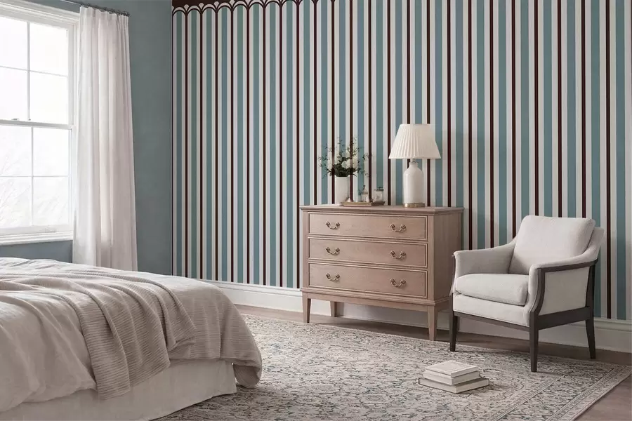 murales de pared Adorno vertical en tonos azules y marrones w05610v5
