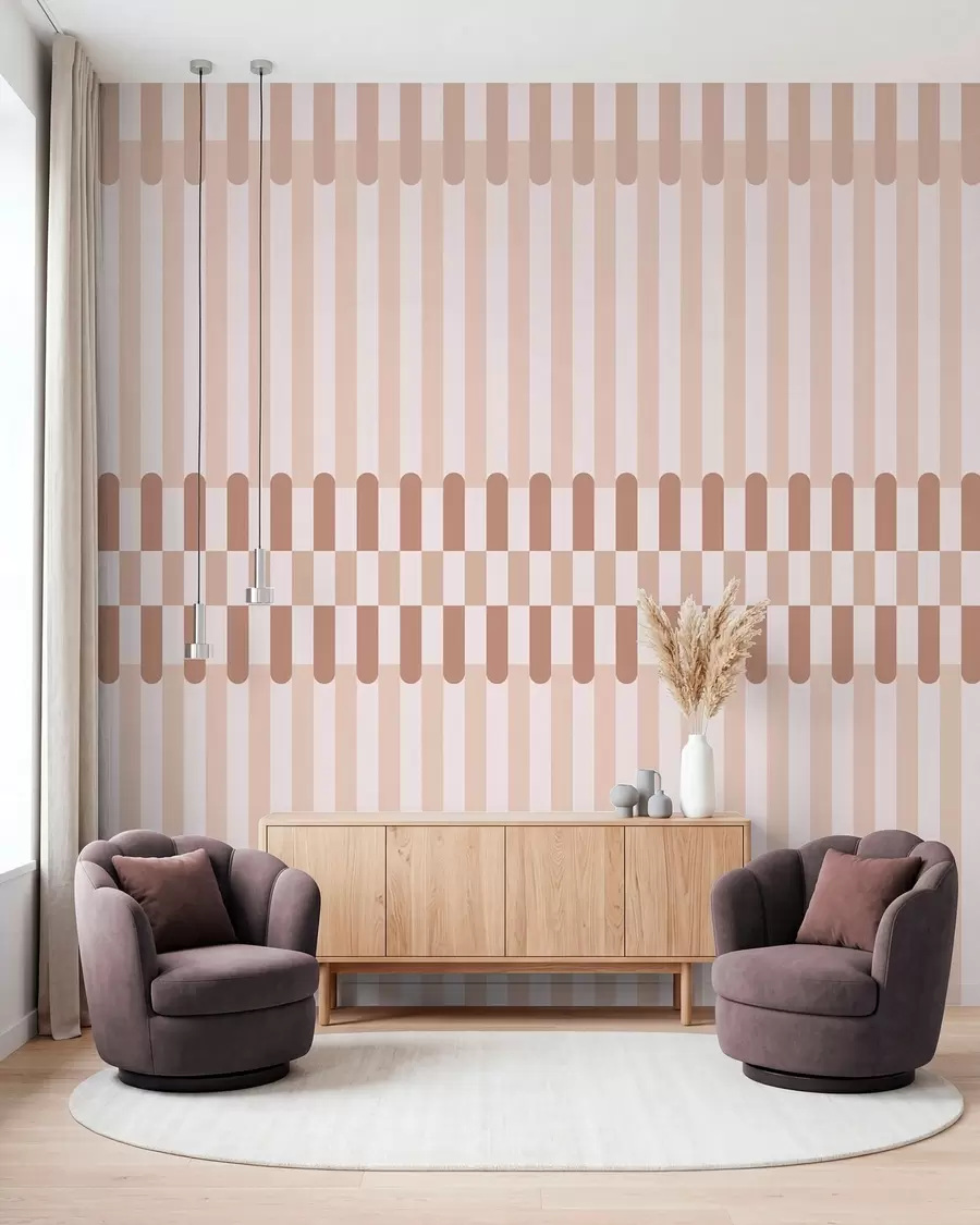 murales de pared Estampado a rayas en tonos rosa claro w05150v1