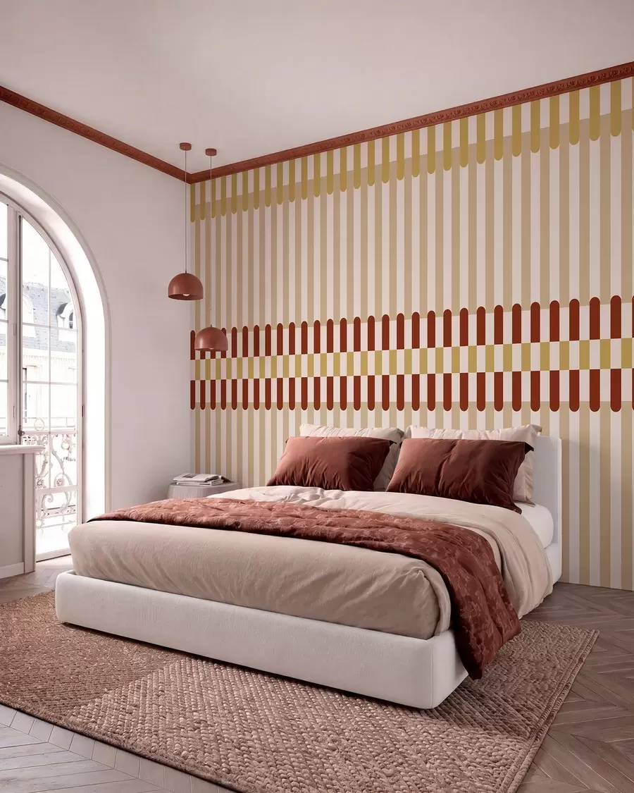 murales de pared Diseño a rayas en tonos beige y terracota w05150v3
