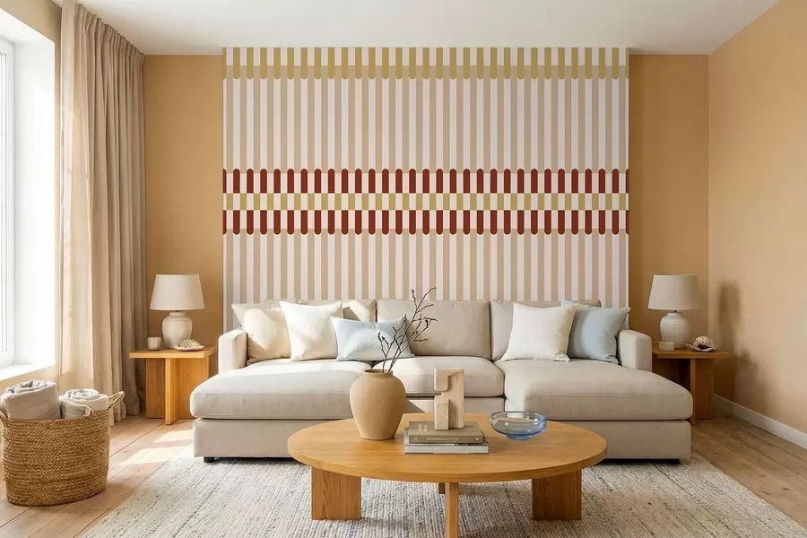 murales de pared Diseño a rayas en tonos beige y terracota w05150v3