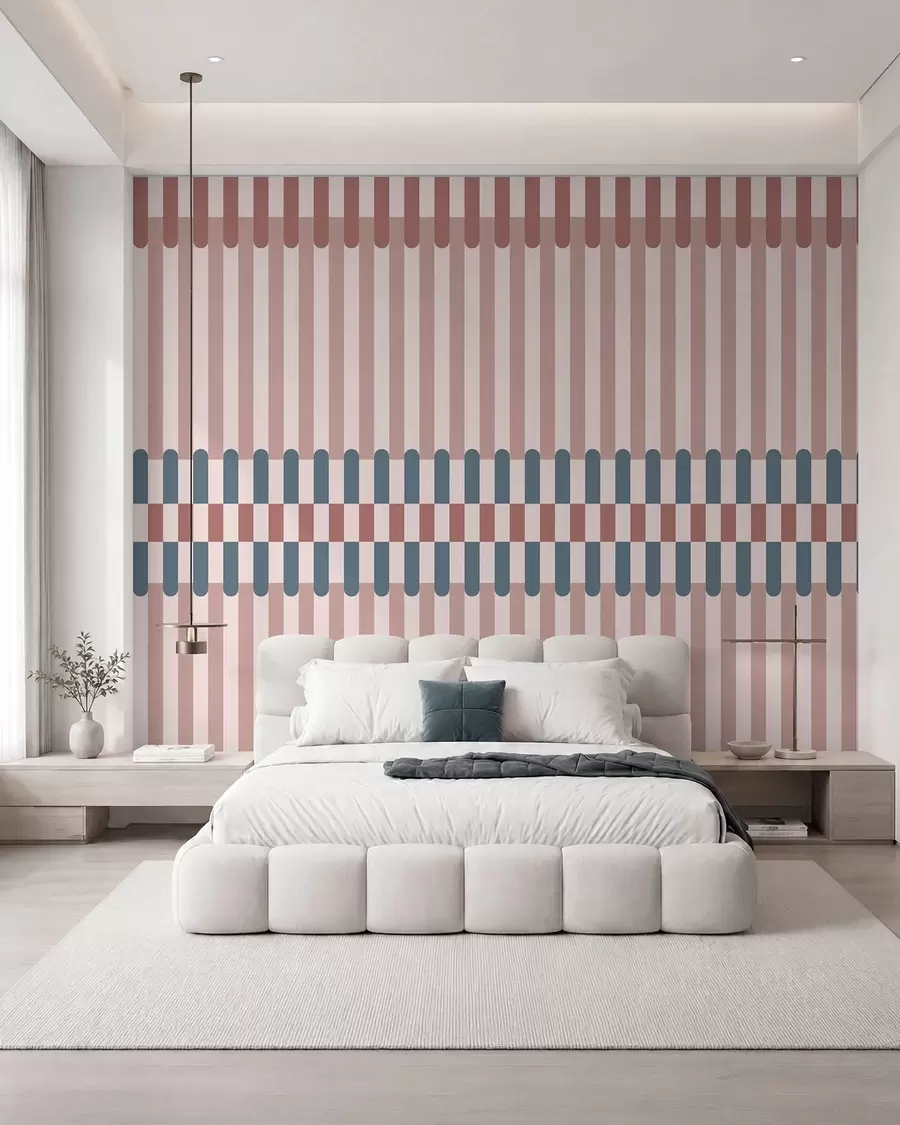murales de pared Diseño a rayas en tonos rosas y azules w05150v5