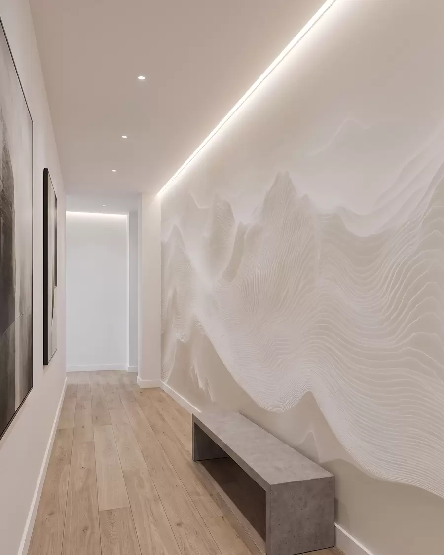 murales de pared Montañas onduladas abstractas en tonos beige, de estilo minimalista w09713