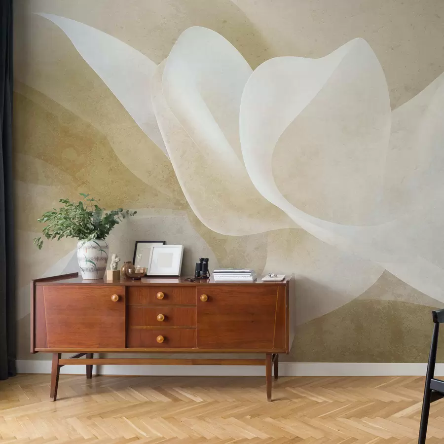 murales de pared Pétalos abstractos en tonos pastel con suaves capas translúcidas al estilo de la acuarela w05603
