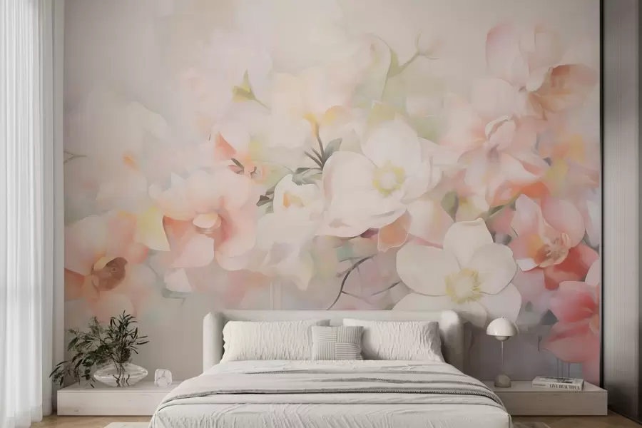 murales de pared Delicadas flores abstractas, imitación de una pintura w05594