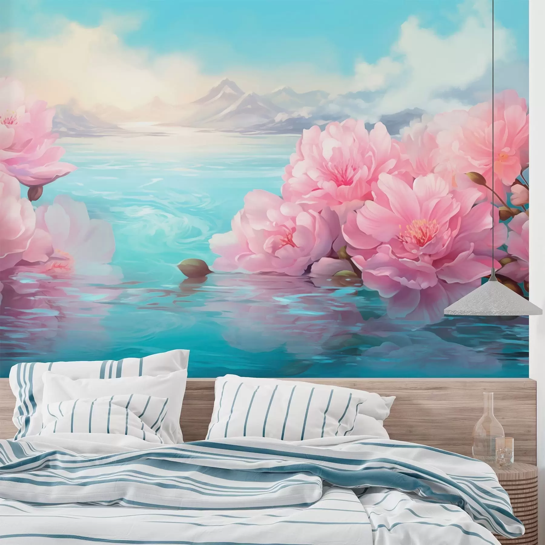 murales de pared Un lago con flores w05621