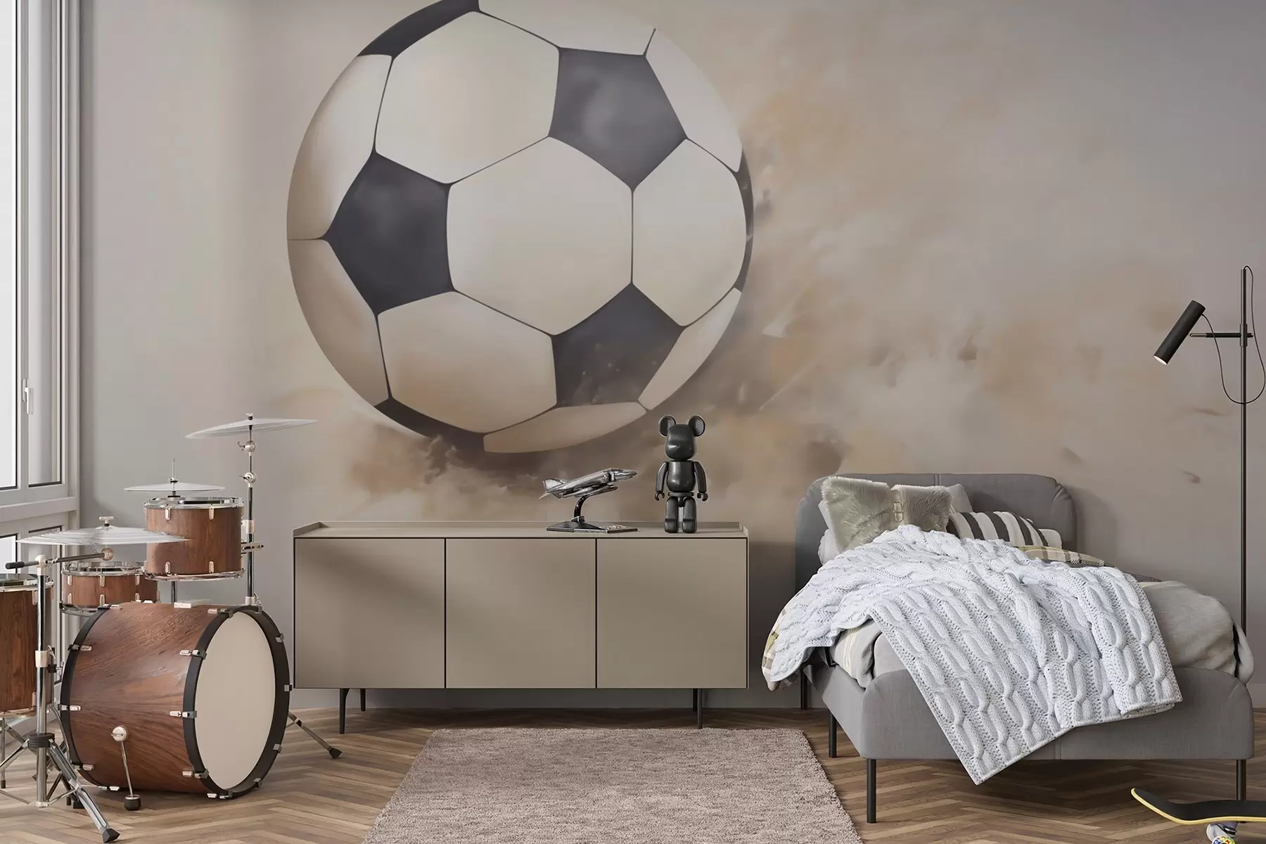 murales de pared Cuadro que imita un balón de fútbol w05640