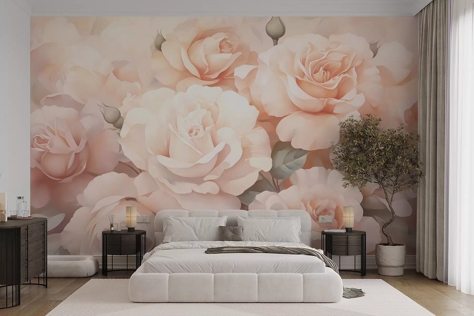 murales de pared rosas abstractas w05553
