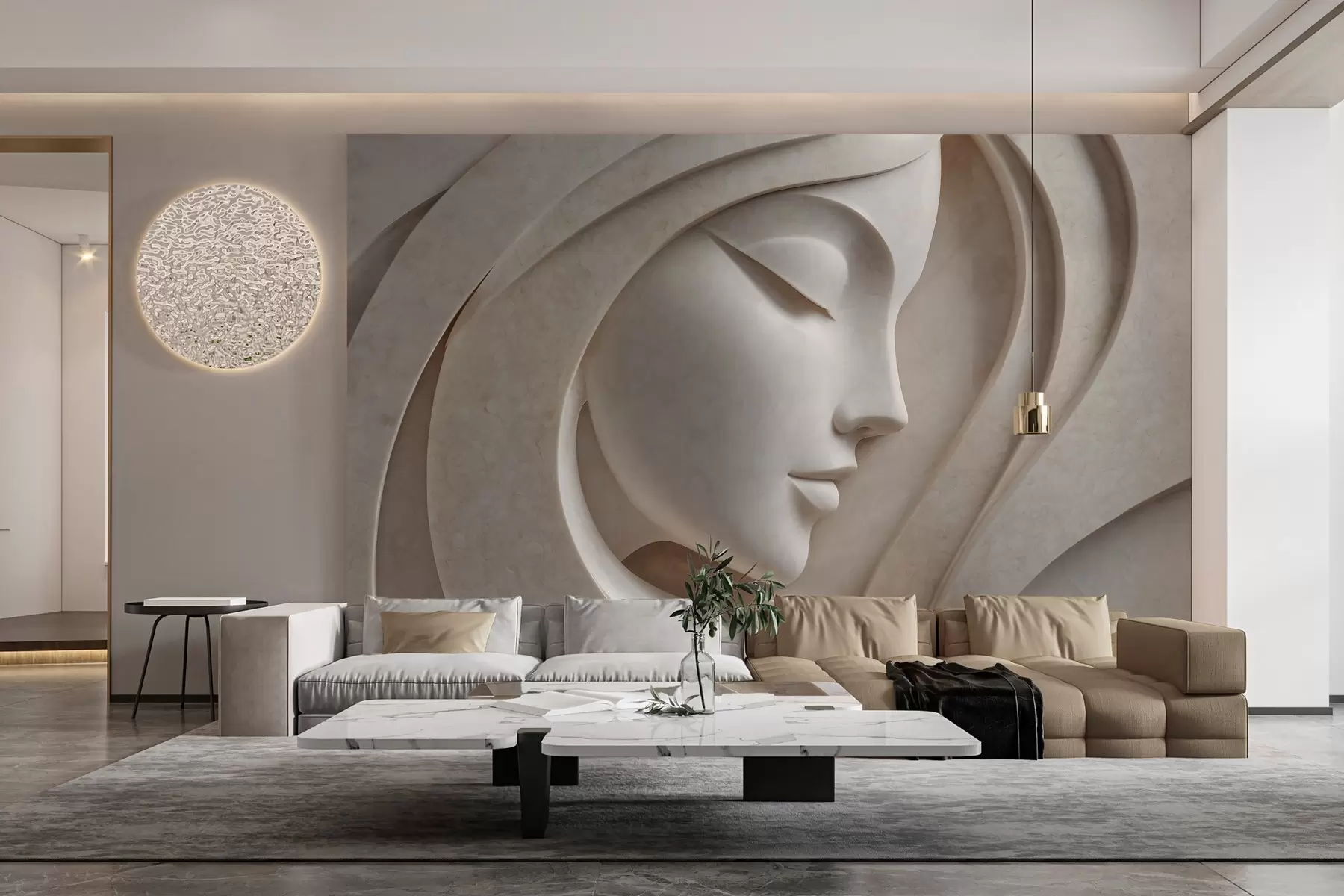 murales de pared Un perfil femenino en bajorrelieve w05569